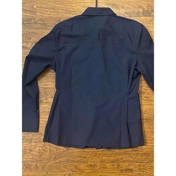 Mango Stylish Navy Blue Button-Up Shirt NWOT - Picture 6 of 12